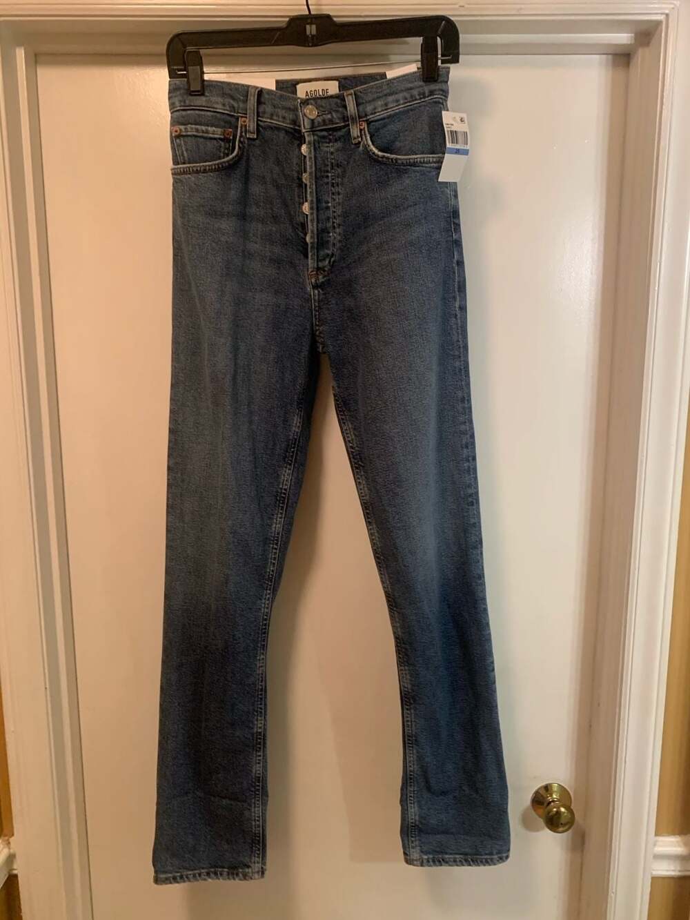 AGOLDE Straight Jeans Size 25 Blue Denim Button Fly